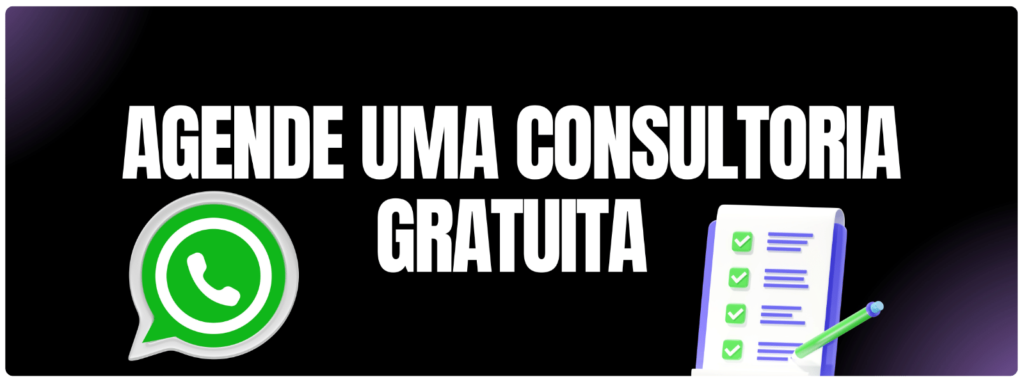 Texto que diz "Agende uma consultoria gratuita", demonstrando a importância de incluir chamadas para ação eficazes nos posts das redes sociais, uma prática comum em campanhas de email marketing efetivas.